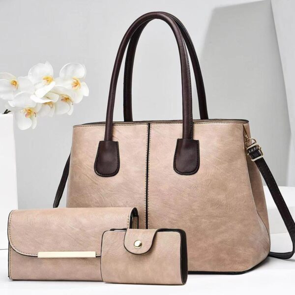 New fashion Leather In Style Ladies Leather Women Handbag 3pieces (M). - Image 6