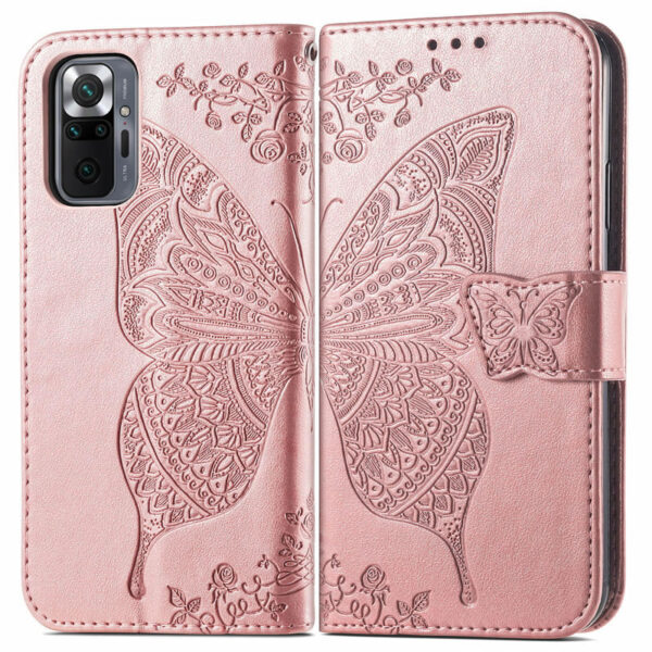 Xiaomi Redmi Note 10 Pro Embossed Butterfly Leather Wallet Case with Wrist Strap and Crossbody Strap - Image 9