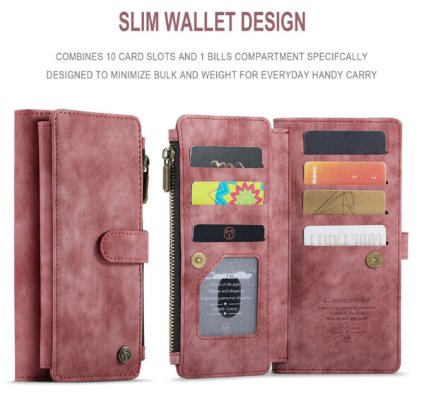 CaseMe Xiaomi Redmi Note 10 Pro Max Vintage Leather Zipper Folio Wallet Case - Image 8