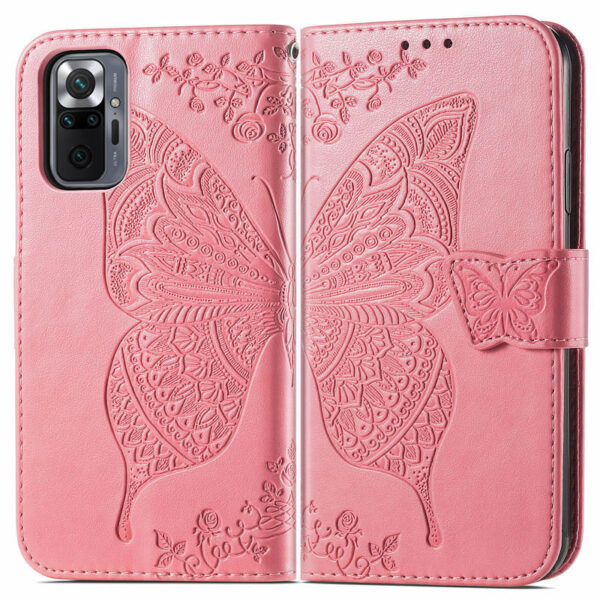 Xiaomi Redmi Note 10 Pro Embossed Butterfly Leather Wallet Case with Wrist Strap and Crossbody Strap - Image 2