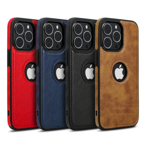 Luxury Business PU Leather Phone Case For iPhone13/14/15 Pro Max Thin Shockproof Back Cover