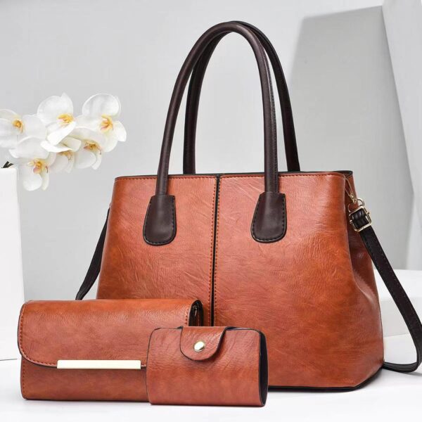 New fashion Leather In Style Ladies Leather Women Handbag 3pieces (M).