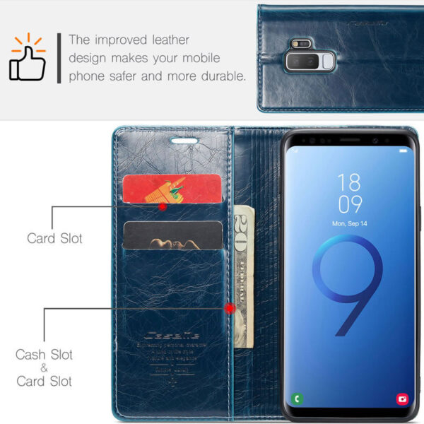 CaseMe Samsung Galaxy S9 Plus Soft PU Leather Flip Wallet Case with 2 Card Slots - Image 10