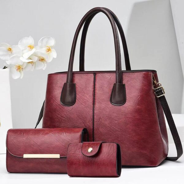 New fashion Leather In Style Ladies Leather Women Handbag 3pieces (M). - Image 3