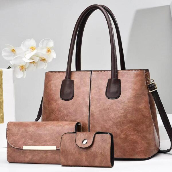 New fashion Leather In Style Ladies Leather Women Handbag 3pieces (M). - Image 2