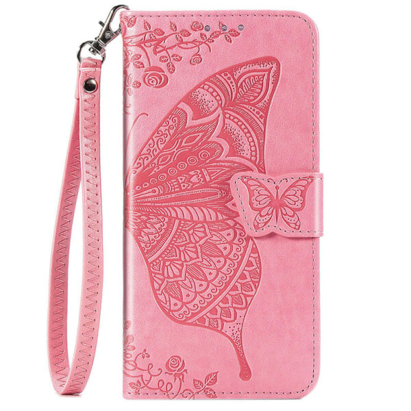 Xiaomi Redmi Note 10 Pro Embossed Butterfly Leather Wallet Case with Wrist Strap and Crossbody Strap - Image 10