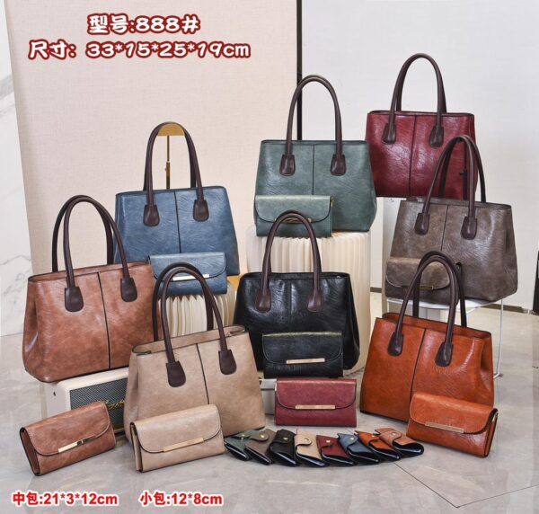 New fashion Leather In Style Ladies Leather Women Handbag 3pieces (M). - Image 7