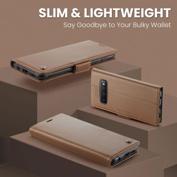 CaseMe Samsung Galaxy S10 Plus Retro Leather Wallet Case With RFID Blocking Card Slots - Image 11