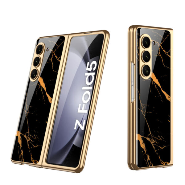 Luxury Premium Marble Patterned Shockproof Armor Case For Samsung Galaxy Z FOLD 6 With Hinge Protection 360 Degree Case with Built-in Screen Protector - Image 5