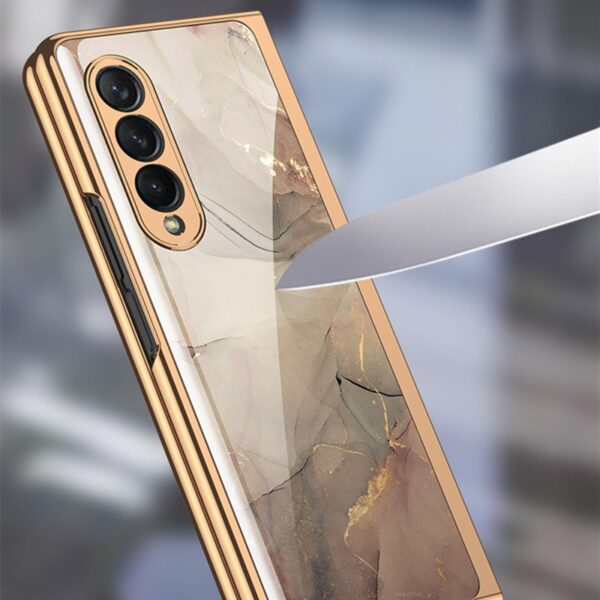 Luxury Premium Marble Patterned Shockproof Armor Case For Samsung Galaxy Z FOLD 6 With Hinge Protection 360 Degree Case with Built-in Screen Protector - Image 11