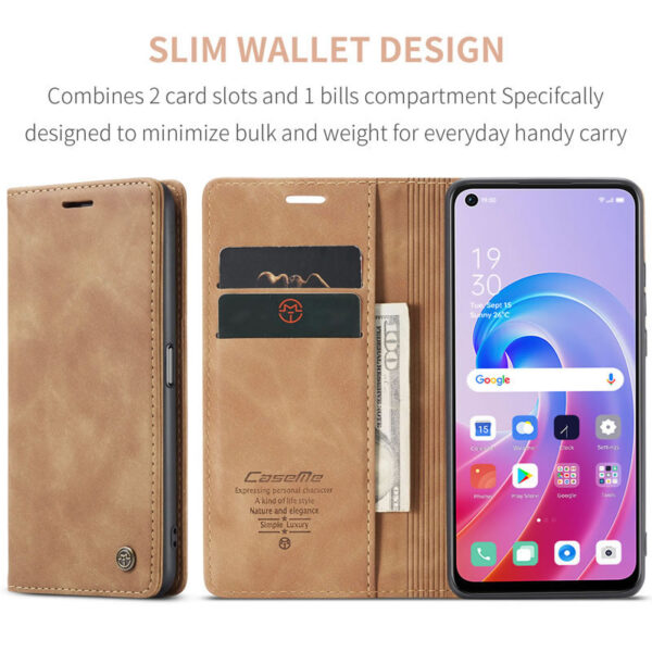 Oppo Reno 7 & Reno 8 Series     CaseMe Slim Folio Flip PU Leather Wallet Case​ - Image 11