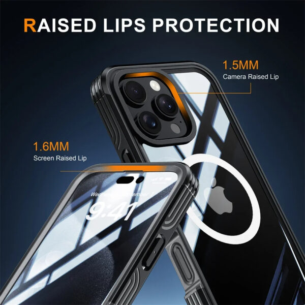 iPhone 12 Pro Max/ iPhone 13 Pro Max/ iPhone 14 Pro Max/ iPhone 15 Pro Max Luxury Premium Full Body Protection 360 Degrees Double Sided Magsafe Shockproof Case Cover For iPhone Series - Image 4