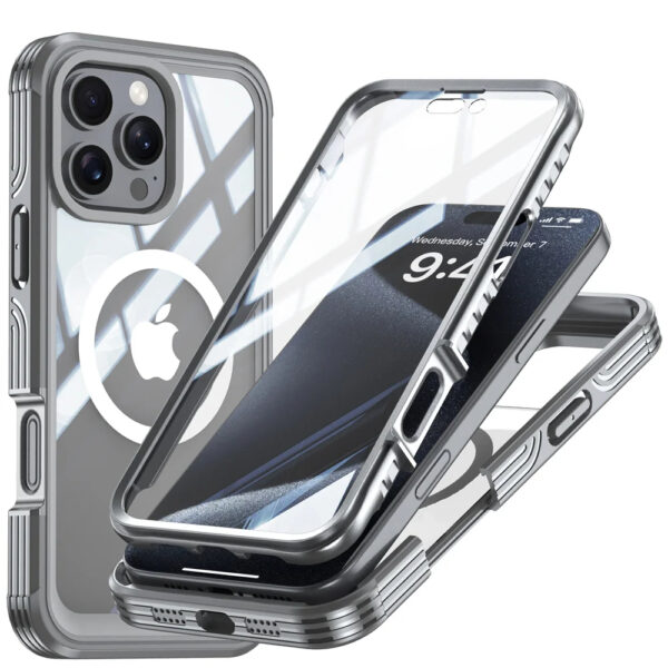 iPhone 12 Pro Max/ iPhone 13 Pro Max/ iPhone 14 Pro Max/ iPhone 15 Pro Max Luxury Premium Full Body Protection 360 Degrees Double Sided Magsafe Shockproof Case Cover For iPhone Series - Image 5